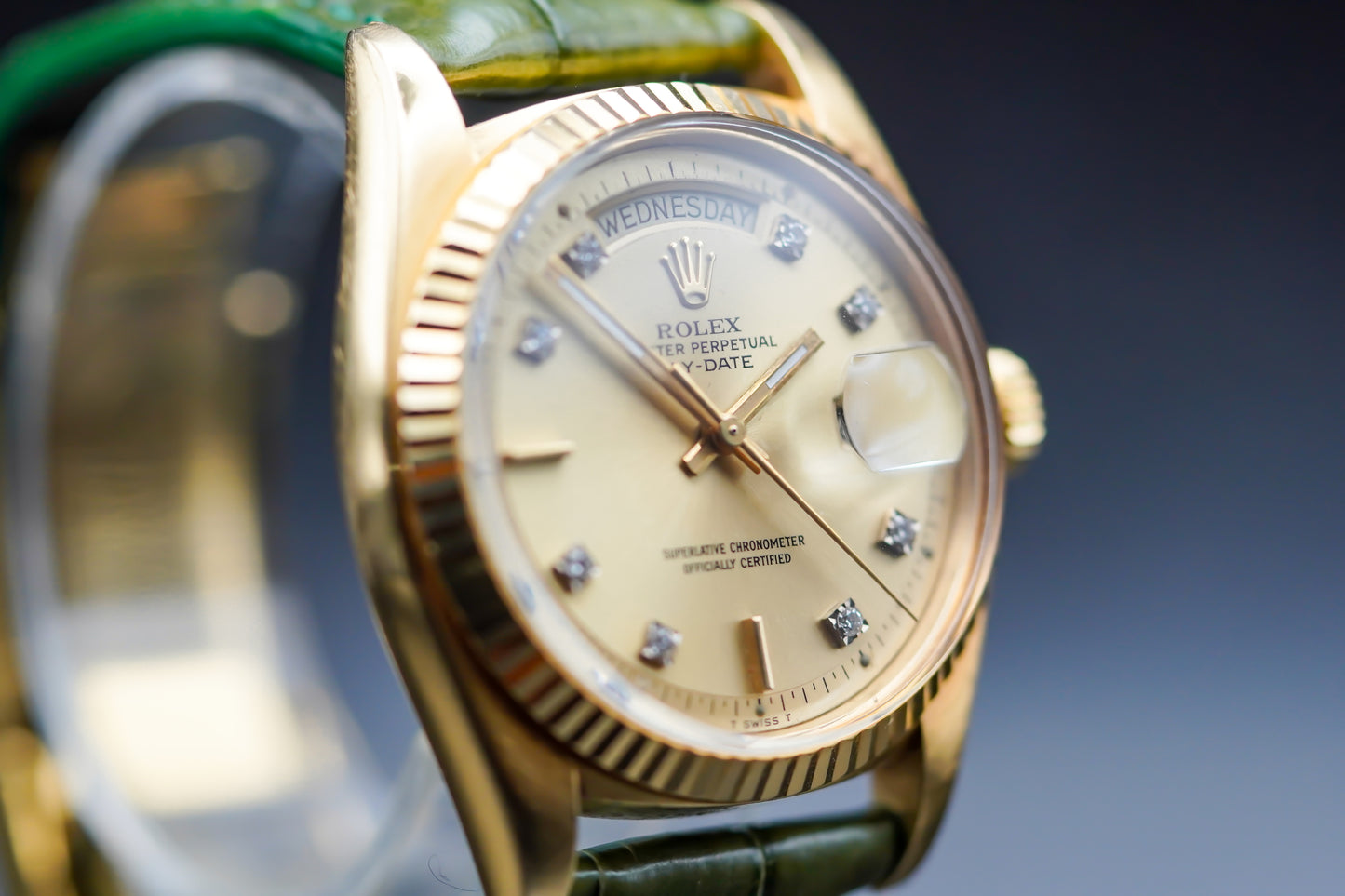 Rolex Day-Date 1803 Yellow Gold 36mm With Factory Diamond Dial, Box and Service Papers