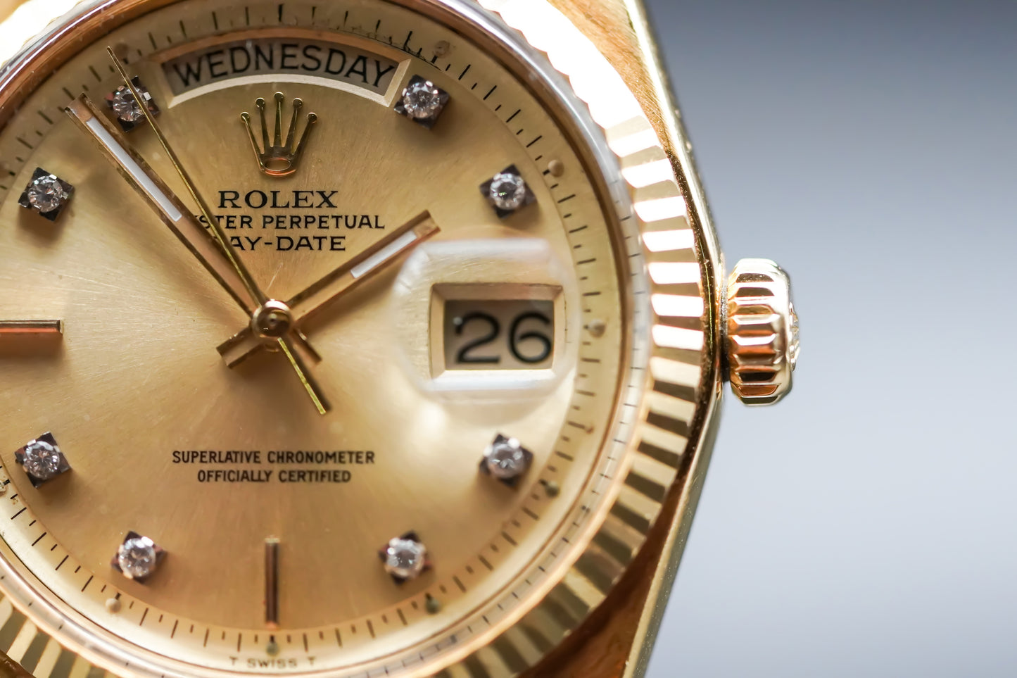 Rolex Day-Date 1803 Yellow Gold 36mm With Factory Diamond Dial, Box and Service Papers